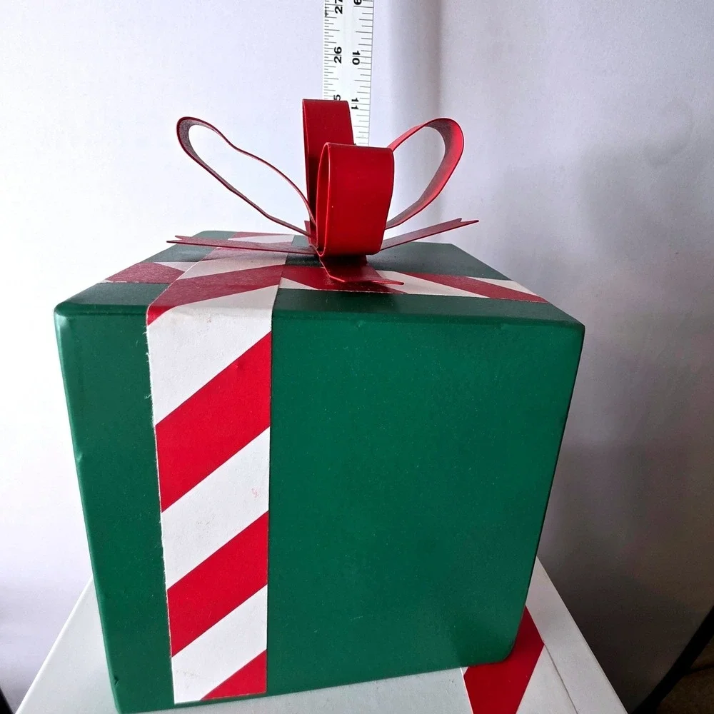Rae Dunn Christmas Peace Love Joy Stacked Gift Box Metal Decor Holiday Large